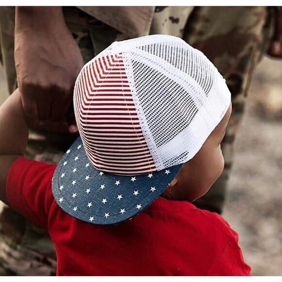 George Hats Other - GEORGE HATS Toddler Trucker Hat Patriotic Stars Stripes 18"-19"
